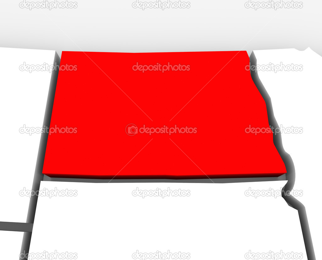North Dakota Red Abstract 3D State Map United States America