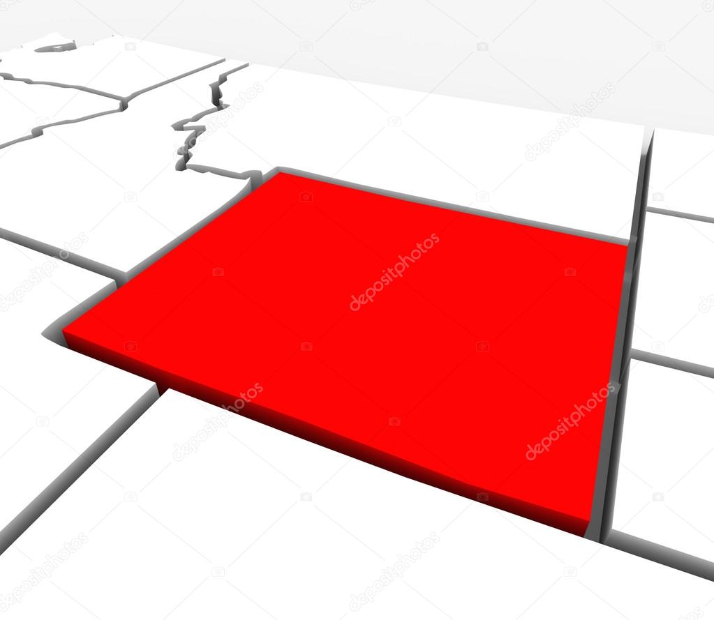Wyoming Red Abstract 3D State Map United States America