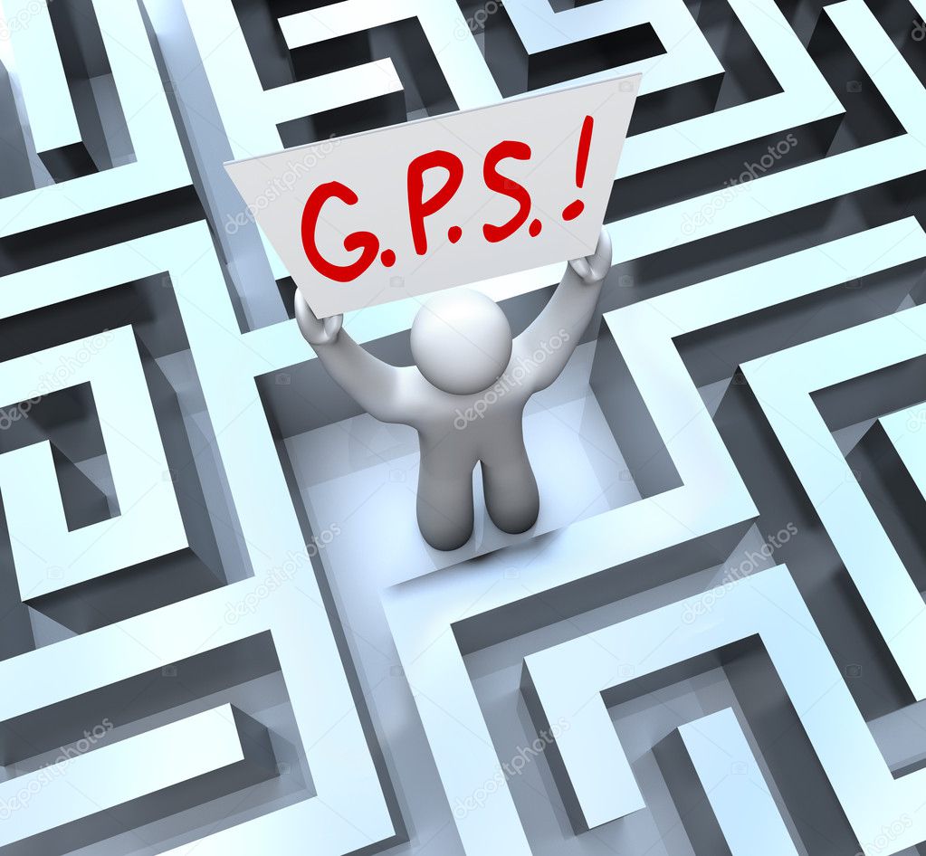 G.P.S. Global Positioning System Person Lost in Maze