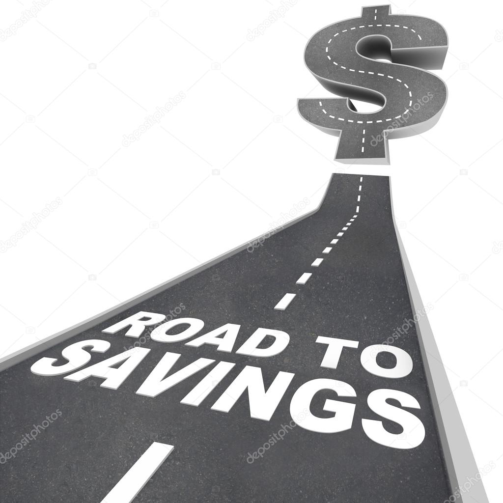 Road to Savings Dollar Sign Save Money Find Discounts Sale