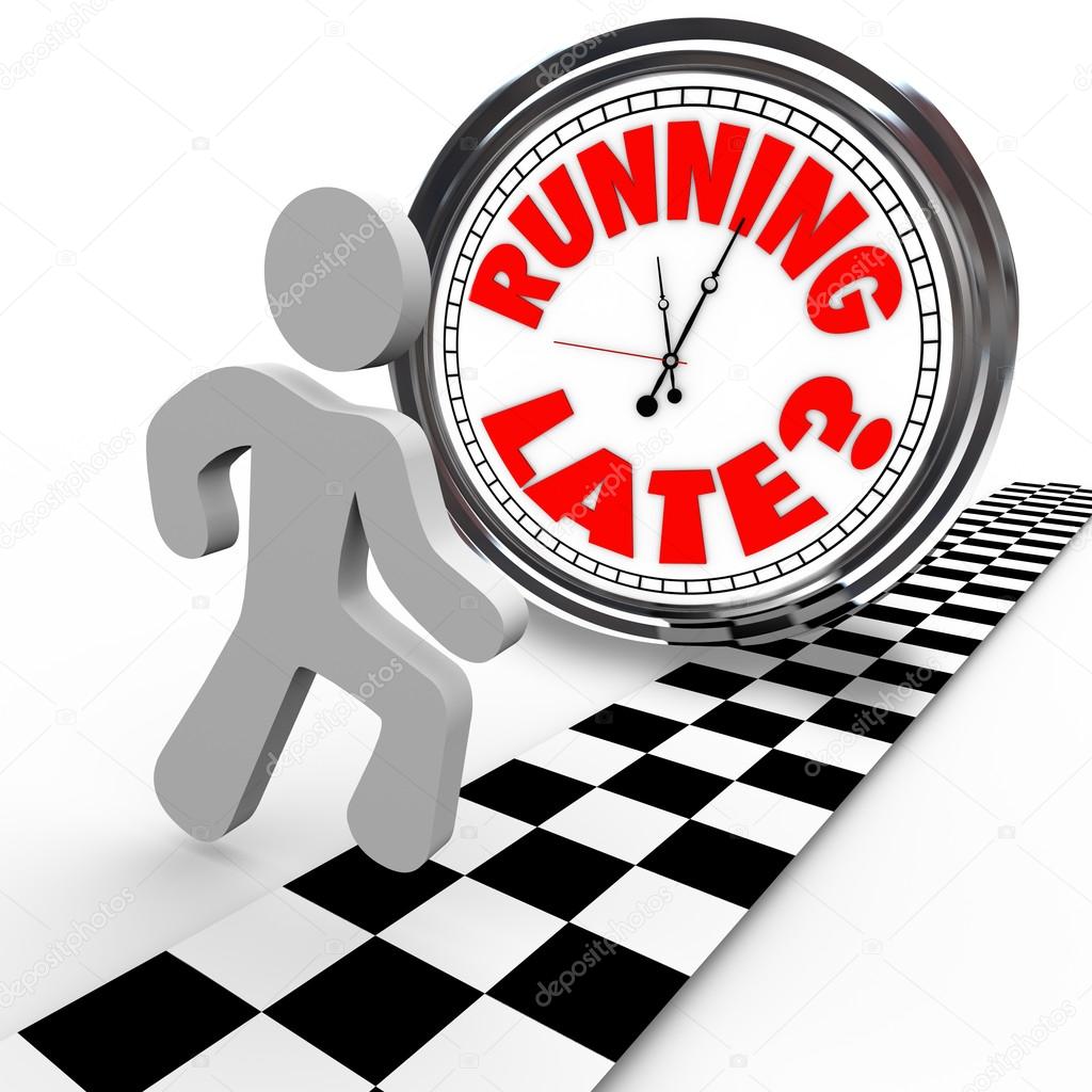 Running Late Racing Clock Time Tardiness Slow