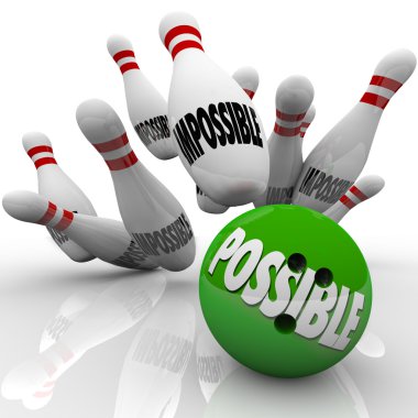 Possible Bowling Ball Strike Impossible Pins Achieving Goal clipart