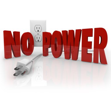 No Power Words Electrical Cord Outlet Electricity Outage clipart
