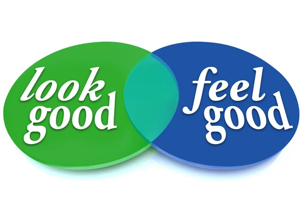 Look and Feel Good Venn Diagrama Equilibrio Aspecto vs Salud — Foto de Stock