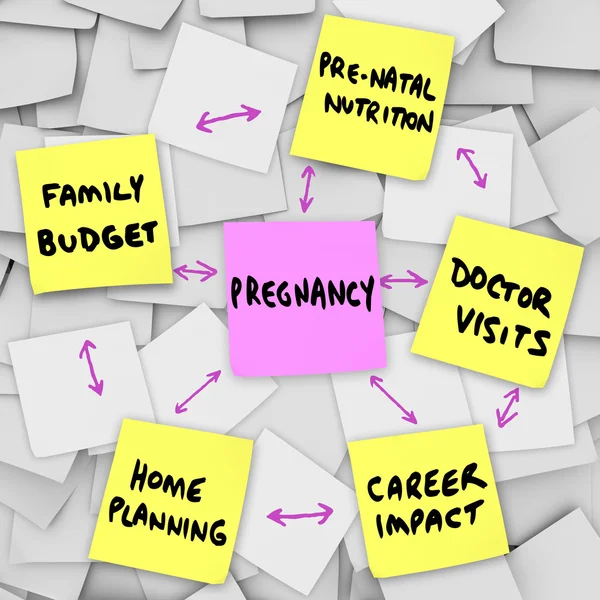 Pregnancy Concerns Expecting Mothers Parents Sticky Notes — Stock Photo, Image