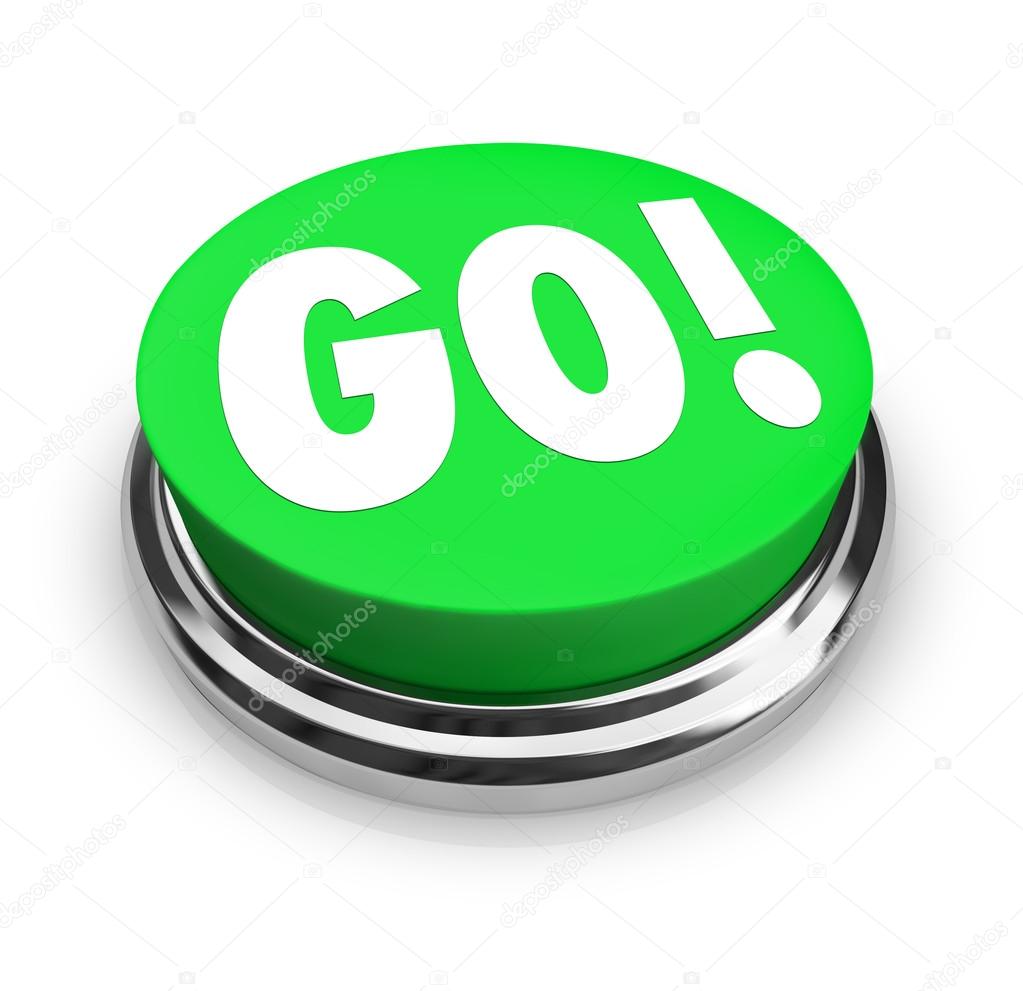 Go Round Green Button Begin Start Your Action