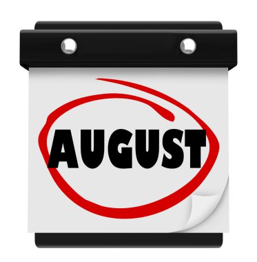 August Word Wall Calendar Change Month Schedule clipart