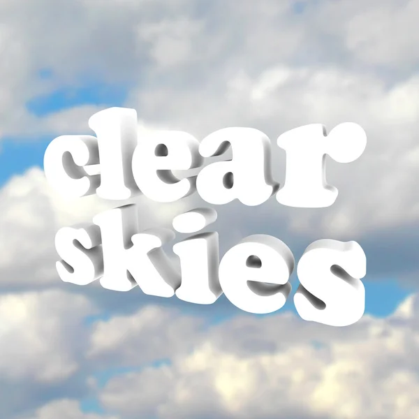 Clear Skys Word Open Blue Sky Clouds — Stock Photo, Image