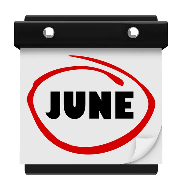 Juni Wort Wand Kalender ändern Monat Zeitplan — Stockfoto