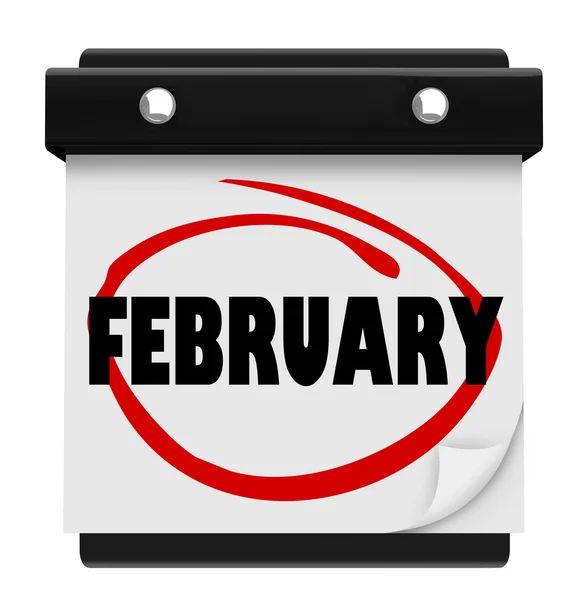 Februar monat wort wand kalender merken fahrplan — Stockfoto