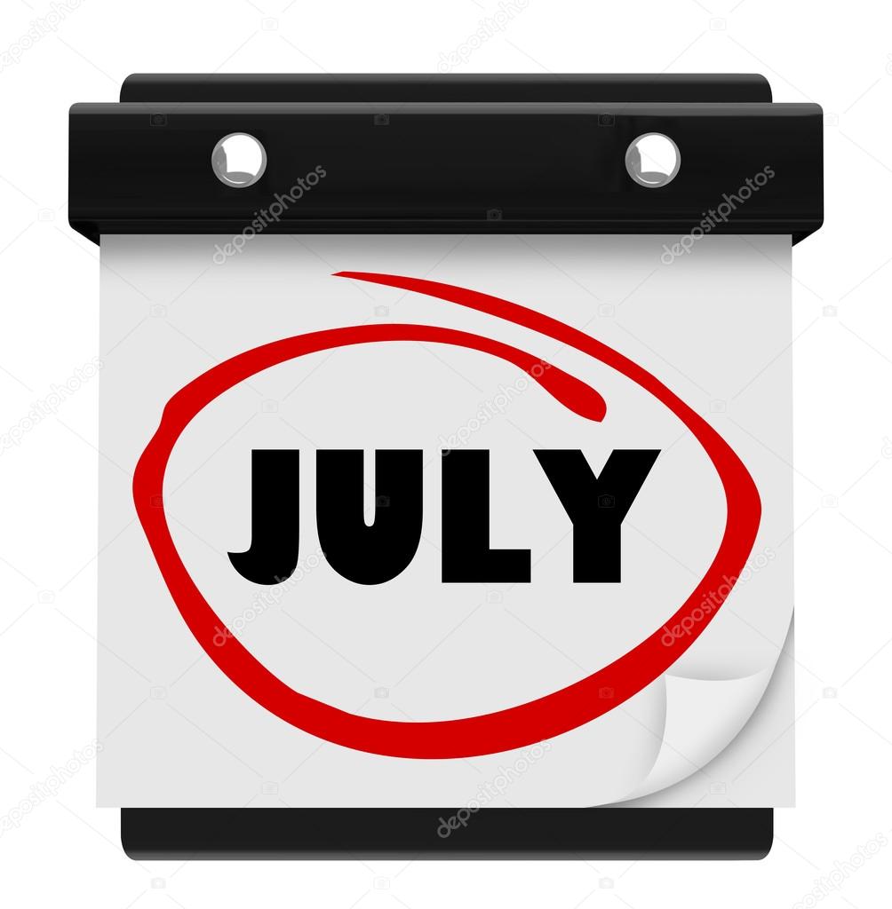 July Word Wall Calendar Change Month Schedule