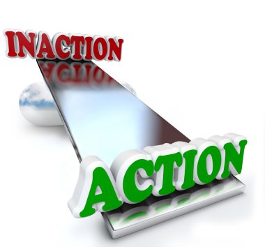 Action Vs Inaction Words on Balance Comparison clipart