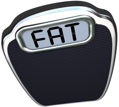 Fat Word on Scale Heavy Overweight Obese clipart