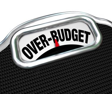 Over-Budget Words on Scale Financial Trouble Debt Deficit clipart