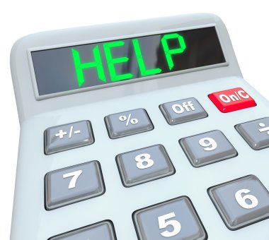 Help - Word on Calculator for Assistance in Financial Trouble clipart