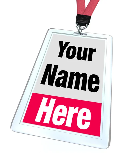 Your Name Here Badge Lanyard Advertising — Stock Photo, Image