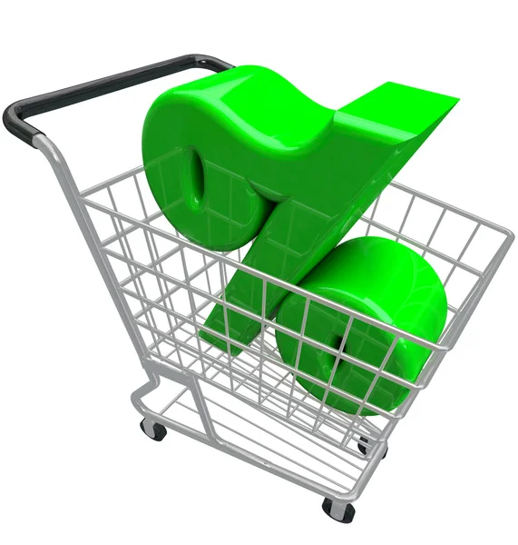 Procent tecken shopping cart procent inflation ränta — Stockfoto