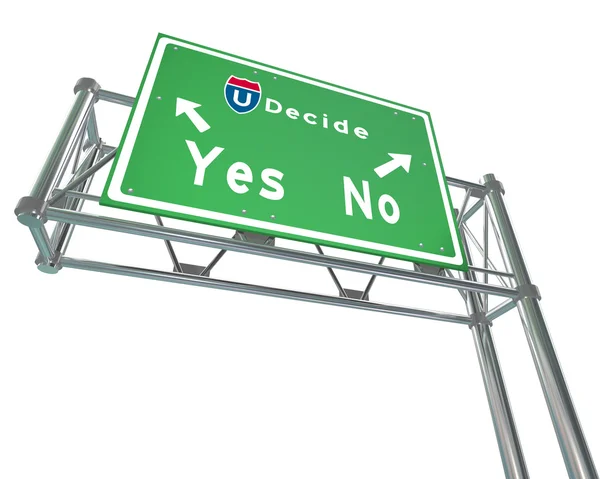 Freeway Sign - Decision - Yes or No — Stock Photo, Image