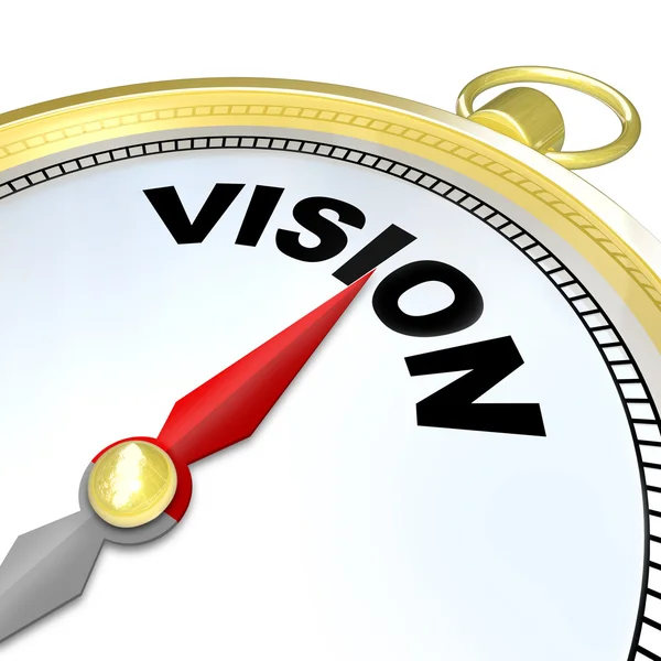 Vision Word on Gold Compass Plan Direction Strategy — Stock Photo, Image