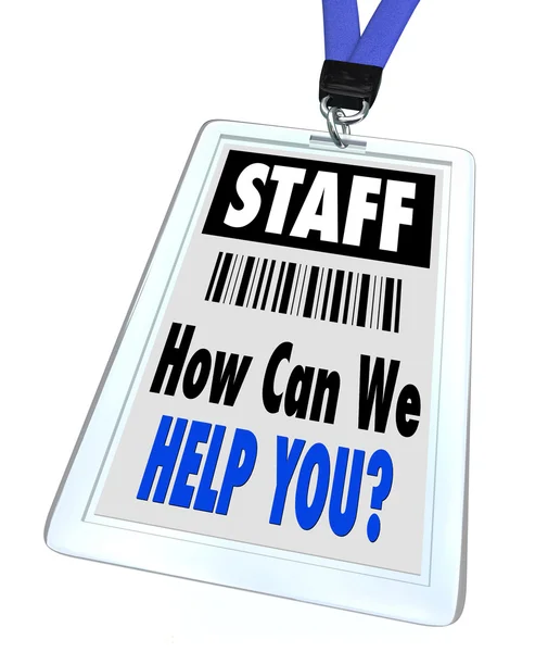 Zaměstnanci - jak můžeme pomoci vám - na krk a odznak — Stock fotografie