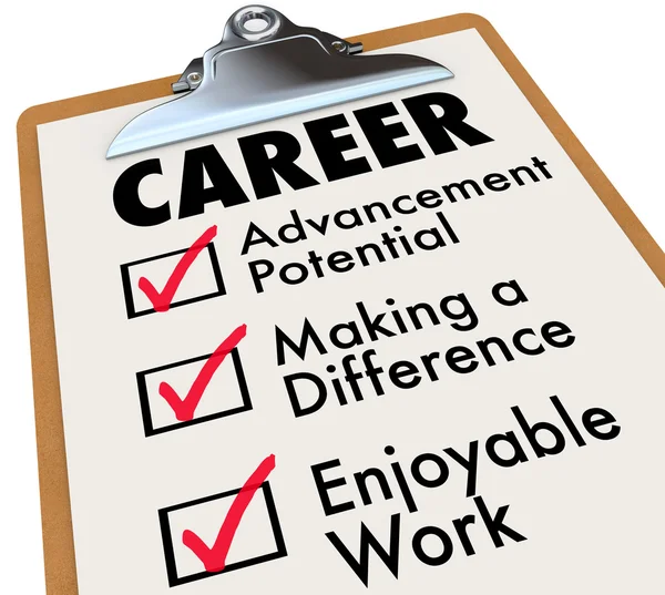 Lista de verificação de carreiras Prioridades Objectivos Objectivos no trabalho Profissão — Fotografia de Stock