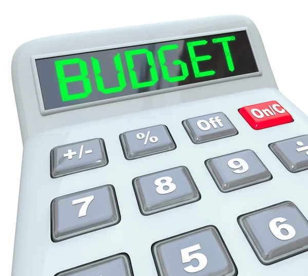 Rozpočet slovo kalkulačka domácí podnikání finance — Stock fotografie