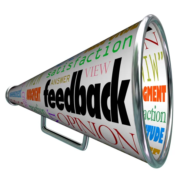 Feedback Megáfono Bullhorn Opinión Compartir — Foto de Stock