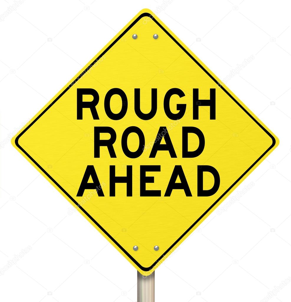 Yellow Warning Sign - Rough Road Ahead - Isolated