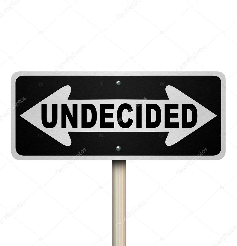 Undecided Word Two-Way Road Sign - Isolated