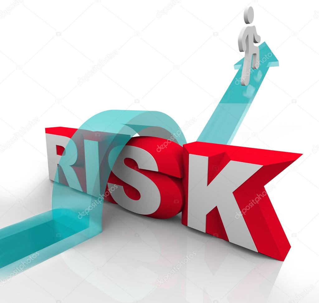 Risk Jumping Over Word Avoiding Danger Hazards Stock Photo by ©iqoncept