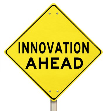 Sarı uyarı işareti - önde yenilik - gelecek