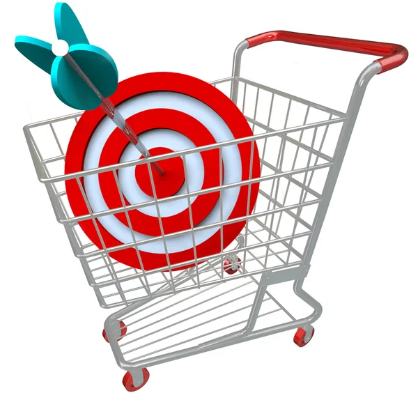 Shopping cart mål och pilen i prick — Stockfoto