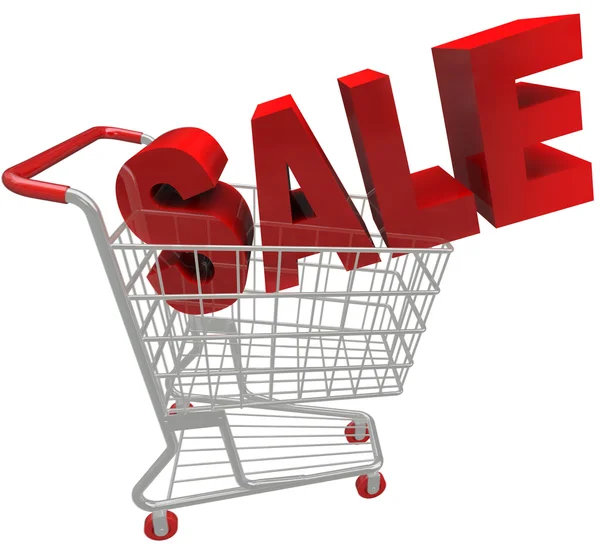 Sale Word in Shopping Cart — Stock Photo, Image