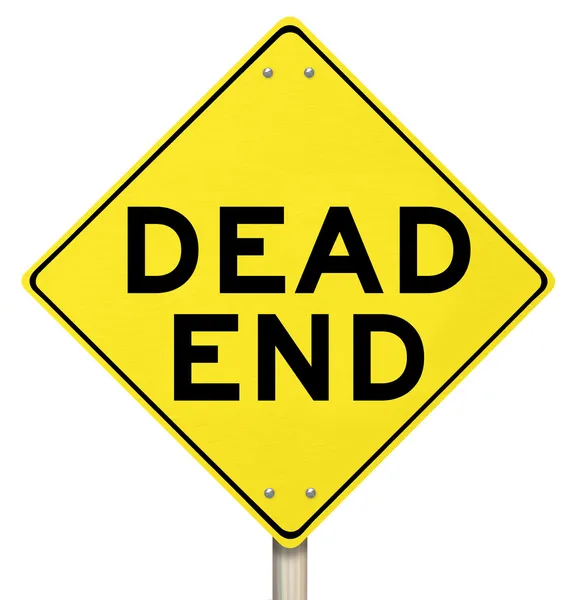 Dead End Yellow Warning Road Sign Closed No Exit — Stock Photo, Image