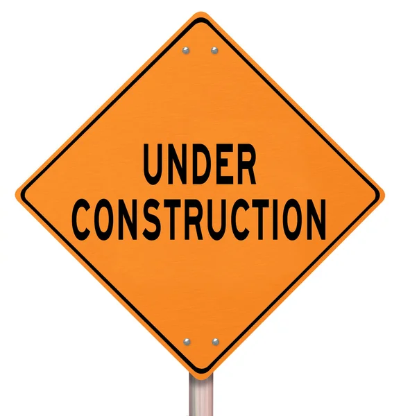 Orange Warning Sign - Under Construction — Stock Photo, Image
