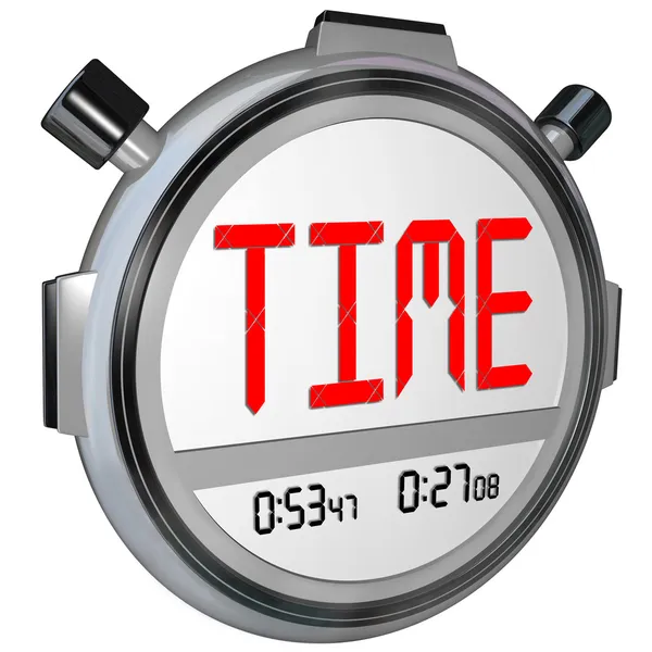 Time Word on Stopwatch Запись скорости и ускорения — стоковое фото