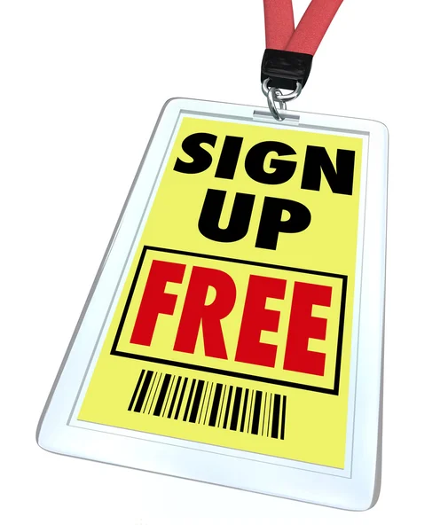 Registrera dig gratis badge - register för konferens eller event — Stockfoto