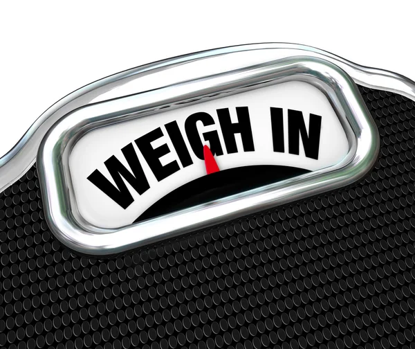 Weigh In Words on Scale Weight Loss Diet — Stock Photo, Image