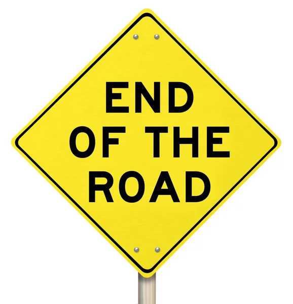 Желтый предупреждающий знак "Конец дороги" - последняя последняя последняя ошибка — стоковое фото
