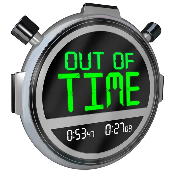 Out of Time Words on Stopwatch Ending Completed Finish — Stock Photo, Image