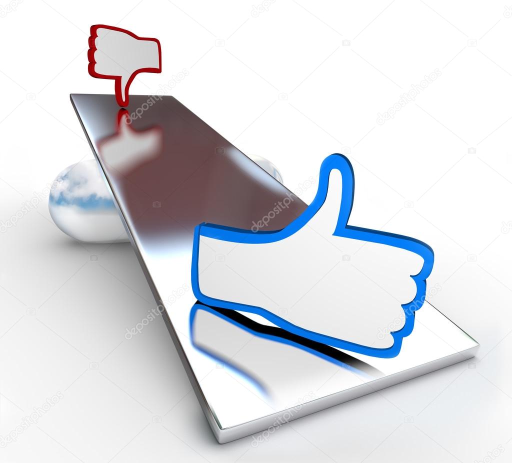 Thumbs Up and Down Balance Weighing Good Bad — Stock Photo © iqoncept ...