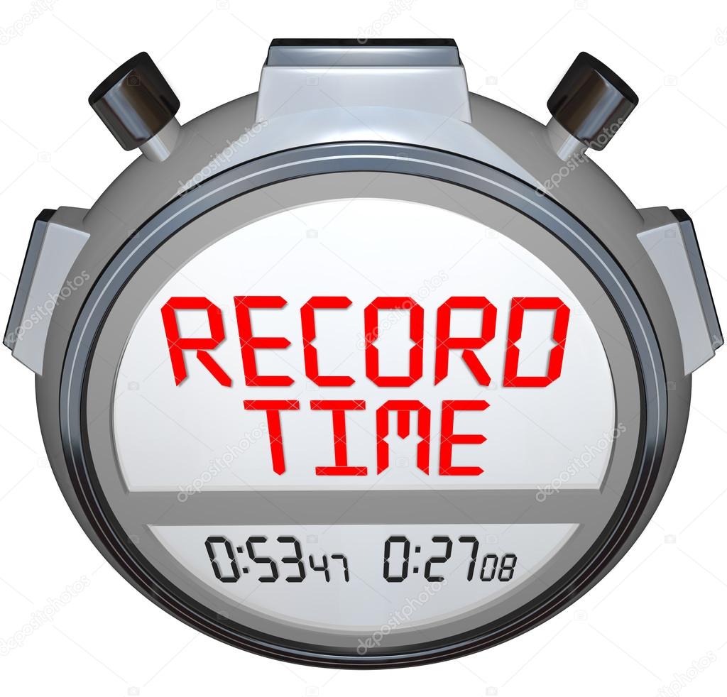 Record Time Stopwatch Displays Best Time Ever