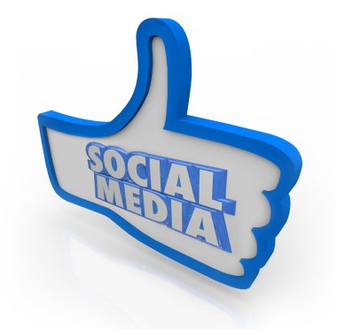 Social Media Words Blue Thumbs Up Community Network clipart