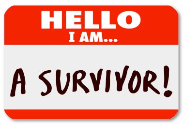 Hello I Am a Survivor Nametag Surviving Disease Perseverance clipart