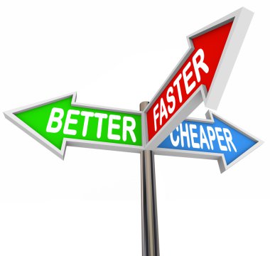 Better Faster Cheaper Three Benefits Features Signs clipart