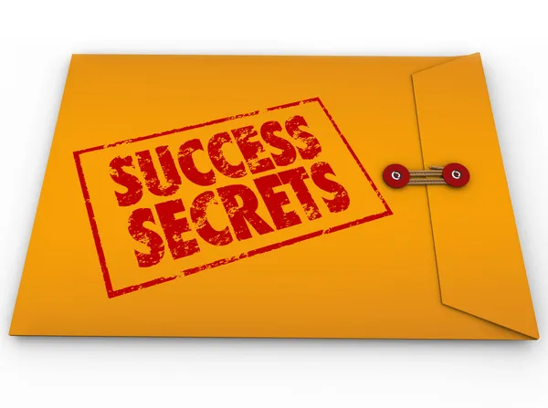 Geheimen van het succes winnen informatie ingedeeld envelop — Stockfoto