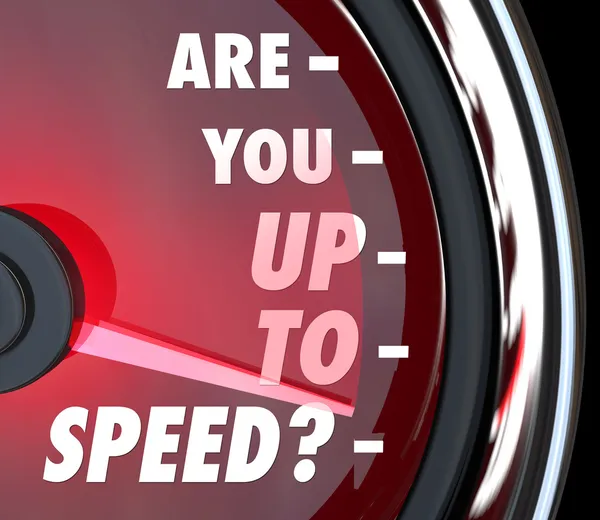 Are You Up to Speed Question Speedometer — Stock Photo, Image