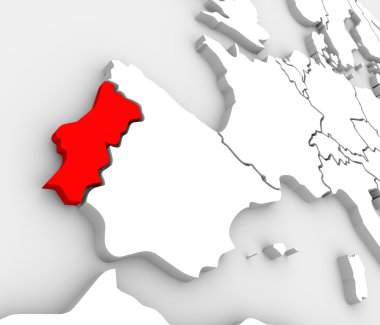 Portekiz ülke Haritası soyut 3d Avrupa atlas