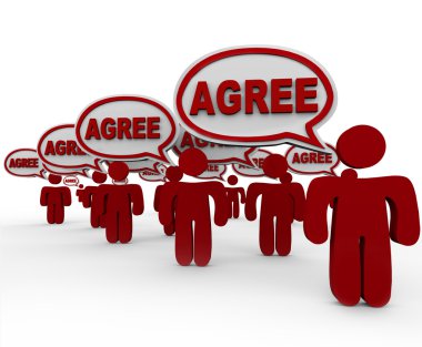 Agree Word Speech Bubbles Group Agreement clipart