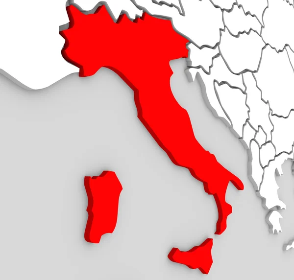 Italia Nación Abstracto mapa 3d País Rojo Mar Mediterráneo — Foto de Stock